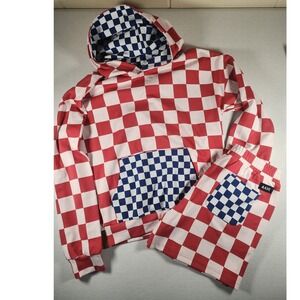 Ampersand Avenue Block Party Red White Blue Checkerboard Hoodie & Short Women XL